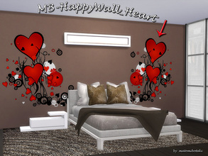 Sims 4 — MB-HappyWall_Heart by matomibotaki — MB-HappyWall_Heart, lovely and decorative wall tattoo with hearts, modern