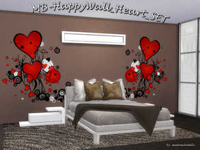 Sims 4 — MB-HappyWall_Heart_SET by matomibotaki — MB-HappyWall_Heart_SET, lovely and decorative wall tattoos with hearts,