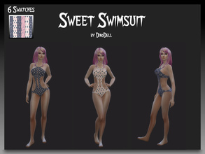 Sims 4 — Sweet Swimsuit by DinoDell — - Swimsuit in pink, blue and white tones. - For females. - 6 swatches 