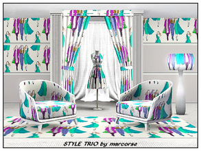 Sims 3 — Style Trio_marcorse by marcorse — Themed pattern - trio of ladies fashion sketches - dressy, casual and formal
