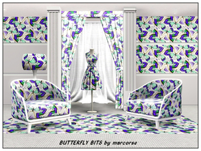 Sims 3 — Butterfly Bits_marcorse by marcorse — Fabric pattern - abstract design of butterfly 'bits' in aqua purple and