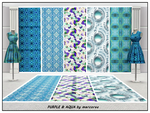 Sims 3 — Purple & Aqua_marcorse by marcorse — Five collected patterns iin aqua , purple and blue. They are found
