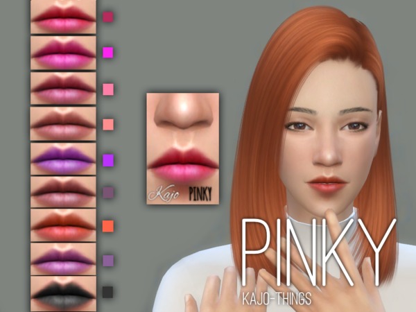 Sims 4 — Lipstick Pinky by kajo-things — This package adds a new standalone lipstick, made by me - 9 swatches (as seen in