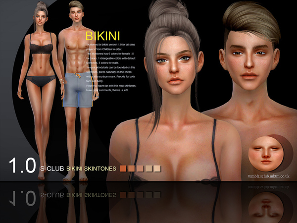 Sims 4 — S-Club WMLL ts4 Bikini 1.0 skin by S-Club — Skintones for bikini version 1.0 for all sims players. From Children