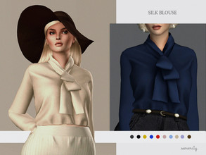 Sims 4 — Silk Blouse by serenity-cc — 20 swatches custom thumbnail * The blouse colar can glitch IF you use the breast