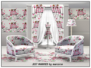 Sims 3 — Just Married_marcorse by marcorse — Themed patttern - newlyweds 'escaping' amid a shower of little flowers.