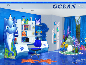 Sims 4 — Ocean Kids Study by NynaeveDesign — An ocean themed study room that creates a perfect ambience for work,
