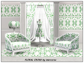 Sims 3 — Floral Cross_marcorse by marcorse — Abstract pattern - abastract design in green on white