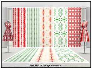 Sims 3 — Red and Green_marcorse by marcorse — Five collected patterns in red and/or green. Stripe Sets/Pyjama Stripe are