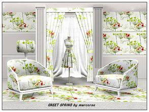 Sims 3 — Greet Spring_marcorse by marcorse — Fabric pattern: red and yellow flower buds and text to greet Spring.