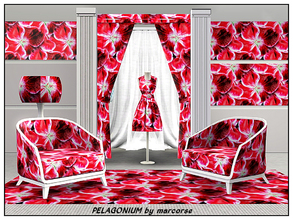 Sims 3 — Pelargonium_marcorse by marcorse — Fabric pattern : bright pink /red pelargonium blossom.