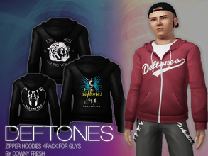 Sims 3 — Deftones Zipper Hoodies 4 Pack by Downy Fresh by Downy Fresh — Deftones hooded sweatshirts for your guy sims :)