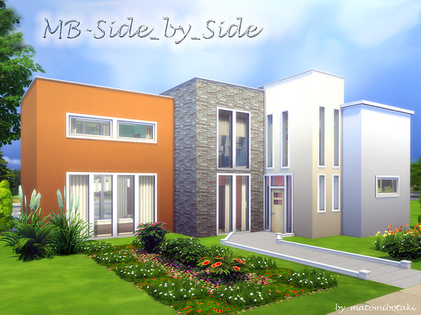 Sims 4 — MB-Side_by_Side by matomibotaki — Modern and stylish family home for your simmies. Details: Stylish entrance,