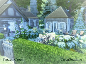 Sims 4 — Frozen Creek by circasuzanne2 — This is a little frozen cabin in the woods near a creek. It has one bedroom, 1