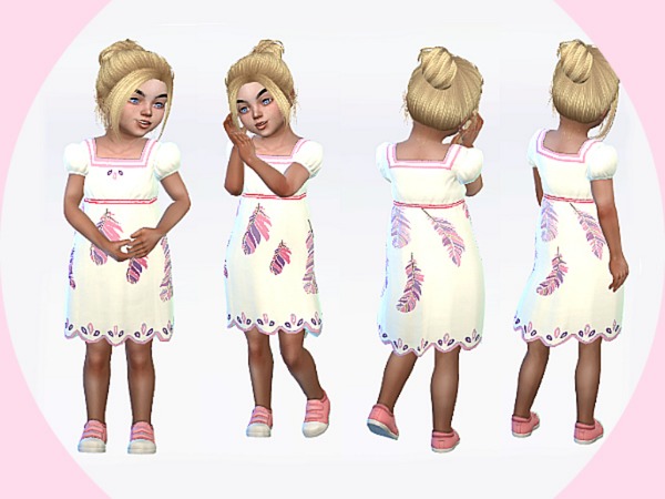 Sims 4 — Toddler Feathered Dress by katiecus — Be the best dressed around in this cute dress!