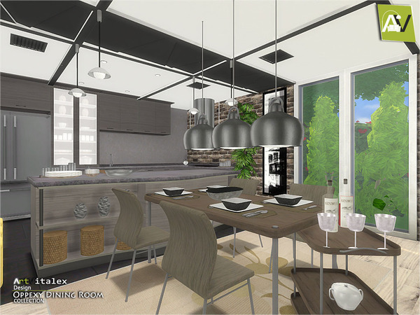 Sims 4 — Oppexy Dining Room by ArtVitalex — - Oppexy Dining Room - ArtVitalex@TSR, Sep 2017 - All objects three has a