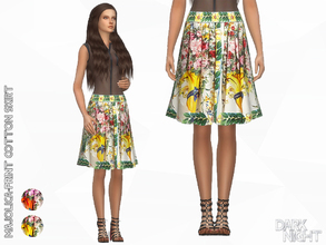 Sims 4 — Majolica-Print Cotton Skirt by DarkNighTt — Majolica-Print Cotton Skirt Printed skirt. Have 2 colors. Game mesh.