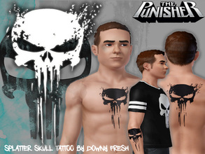 Sims 3 — Marvel's The Punisher Splatter Skull Tattoo by Downy Fresh — The Punisher Tattoo for your comic loving sims!