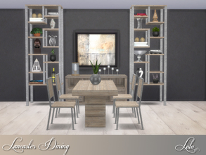 Sims 4 — Lancaster Dining  by Lulu265 — A dining room , with different styles and woods , that combine to create a modern