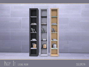Sims 4 — Keep It Living Room Bookcase by soloriya — Bookcase for living room. Has some slots for small decorative items.