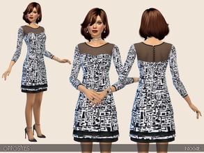 Sims 4 — Opposites by Paogae — Black and white for the pattern of this lovely dress with transparent top, buttoned on the