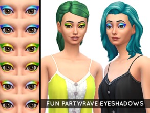 Sims 4 — Fun Party / Rave Eyeshadows by MissGoofball — A set of fun, bright, eyeshadows for your partying sims! Included