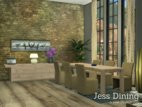 Sims 4 — Jess Dining by Angela — Jess Dining Set. This set contains the following items: Chair, Table, Rug, Sidetable,
