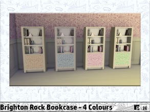 Sims 4 — Brighton Rock Bookcase by Pinkfizzzzz — Cute bookcase in 4 different colours. Part of a set.