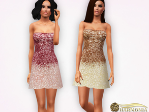 Sims 3 — Ombre Sequined Mini Dress by Harmonia — not recolorable only 3 colors (Pink-Gold-Silver) Mesh By Harmonia