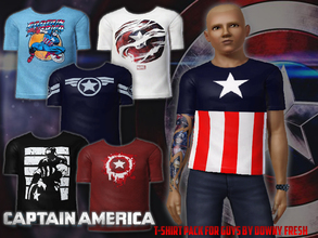 Sims 3 — Marvel's Captain America T-Shirt Pack for Guys by Downy Fresh — From my series of Marvel downloads :) This shirt