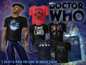 Sims 3 — Doctor Who T-Shirt 6-Pack for Guys by Downy Fresh — Based on the Book/TV series, these shirts feature images of