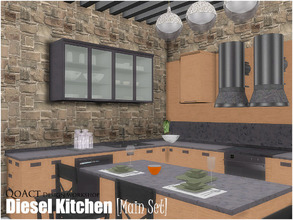 Sims 4 — Diesel Kitchen [Main Set] by QoAct — QoAct Design Workshop | 2017 Kitchen Collection Set Content: - Diesel