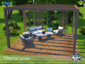 Sims 4 — Vinaixa garden set by xyra332 — the Vinaixa garden set contains: sofa, seat, coffee table, side table and