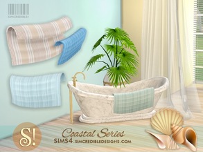 Sims 4 — Coastal Bathroom towel for tub by SIMcredible! — Designed to be placed on this set's tub only by