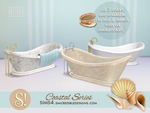 Sims 4 — Coastal Bathroom tub by SIMcredible! — by SIMcredibledesigns.com available at TSR 3 colors in 2 variations each