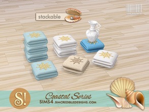 Sims 4 — Coastal Bathroom Towel folded by SIMcredible! — by SIMcredibledesigns.com available at TSR 4 colors variations