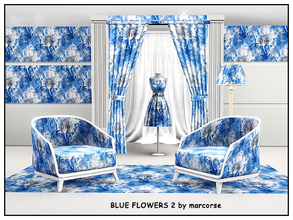 Sims 3 — Blue Flowers 2_marcorse by marcorse — Fabric pattern: blue and white flowers on a blue ground