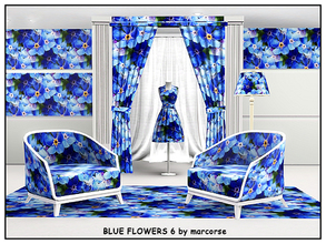 Sims 3 — Blue Flowers 6_marcorse by marcorse — fabric pattern blue hydrangea flowers on blue.