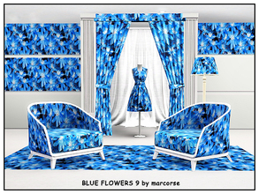 Sims 3 — Blue Flowers 9_marcorse by marcorse — fabric pattern two tone blue flowers on dark blue