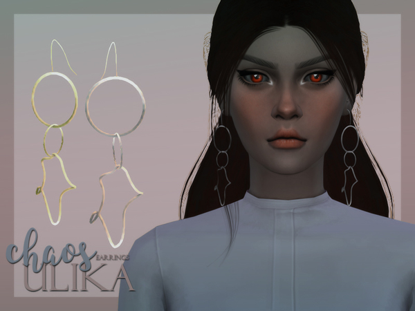 Sims 4 — Chaos earrings by UliKa — Simple long earrings for women. Presented in 2 colors.