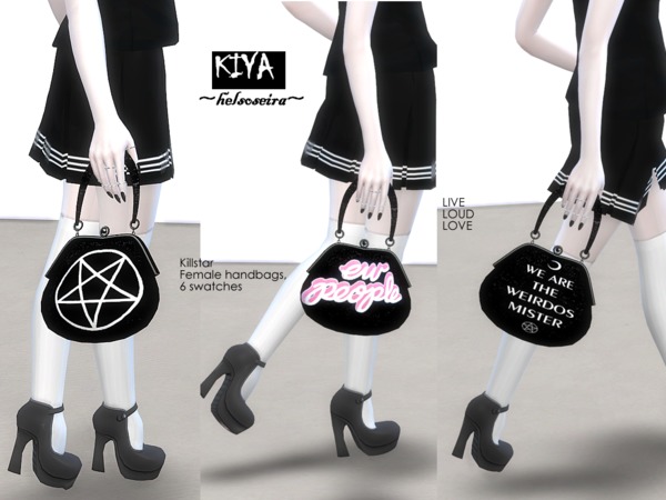 Sims 4 — KIYA - Handbag set of 2 - MESH needed by Helsoseira — Stylish back to black and white Killstar 2 styles handbag