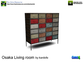 Sims 4 — kardofe_Osaka Living room_Drawer by kardofe — Industrial style cabinet, with many drawers, in wood and metal
