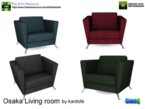 Sims 4 — kardofe_Osaka Living room_Living Chair by kardofe — Armchair upholstered with metal legs, in four color options 