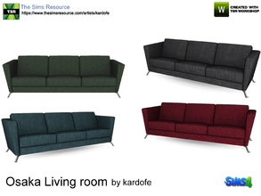 Sims 4 — kardofe_Osaka Living room_Sofa by kardofe — Three-seater sofa, upholstered in fabric and with metal legs, four