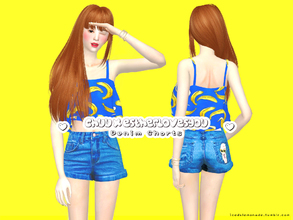 Sims 4 — Estherloveschuu Denim Shorts by iCedxLemonAde — 8 swatches l Blue - Black