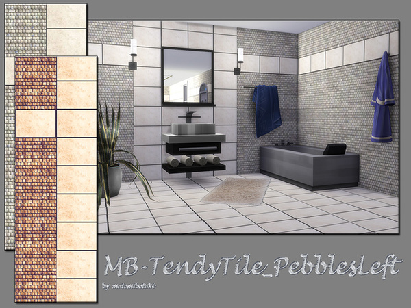 Sims 4 — MB-TrendyTile_PebblesLeft by matomibotaki — MB-TrendyTile_PebblesLeft, elegant tile wall with small and large