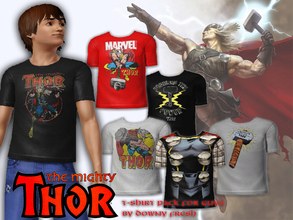 Sims 3 — Marvel's Thor T-Shirt Pack for Guys by Downy Fresh — From my series of Marvel :) This shirt pack includes six