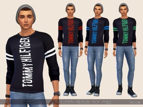 Sims 4 — Tommy Hilfiger for male by Paogae — Men's casual sweatshirt, black, with pattern in four colors. Categories: