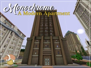 Sims 3 — Monochrome: A Modern Apartment by PotatoCorgi — This family apartment can accommodate up to 5 Sims! There are 3