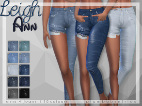 Sims 4 — PnF | Leigh - Ann  by Plumbobs_n_Fries — EA Texture Edit New Jeans - Half short, half long 10 colours Female -